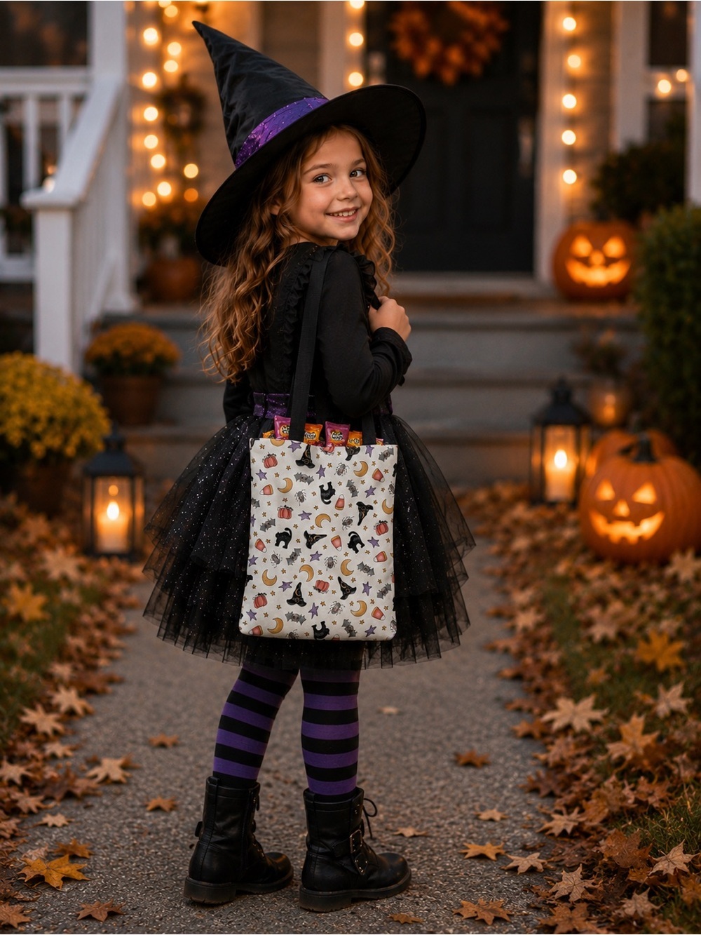 Kids Halloween Trick-or-Treat Tote Bag in Multiple Fabric Options